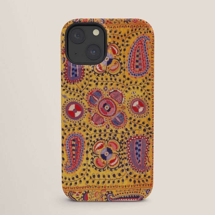 19th Century Uzbekistan Suzani with Gold Background  iPhone Case