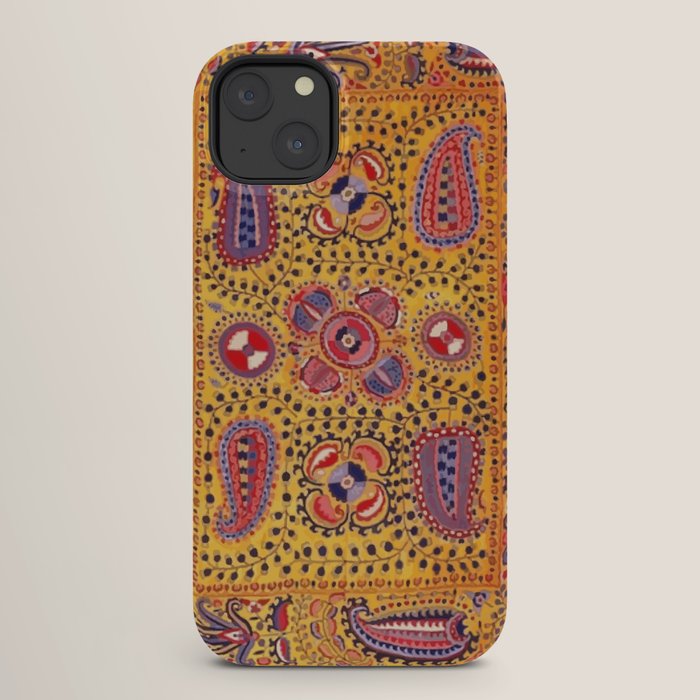 19th Century Uzbekistan Suzani with Gold Background  iPhone Case