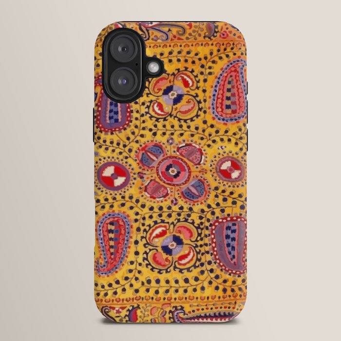 19th Century Uzbekistan Suzani with Gold Background  iPhone Case