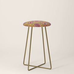 19th Century Uzbekistan Suzani with Gold Background  Stool