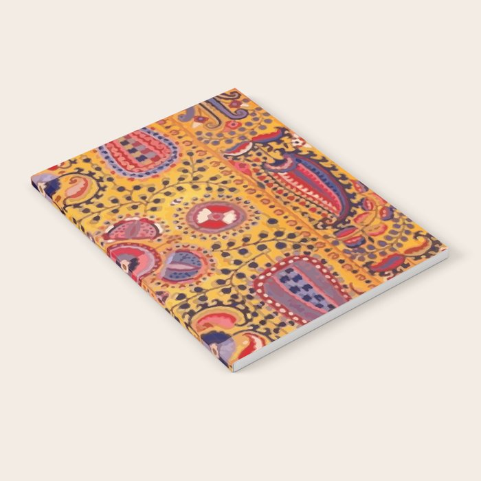 19th Century Uzbekistan Suzani with Gold Background  Notebook