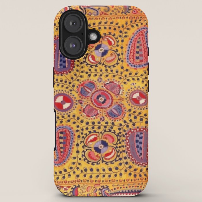 19th Century Uzbekistan Suzani with Gold Background  iPhone Case