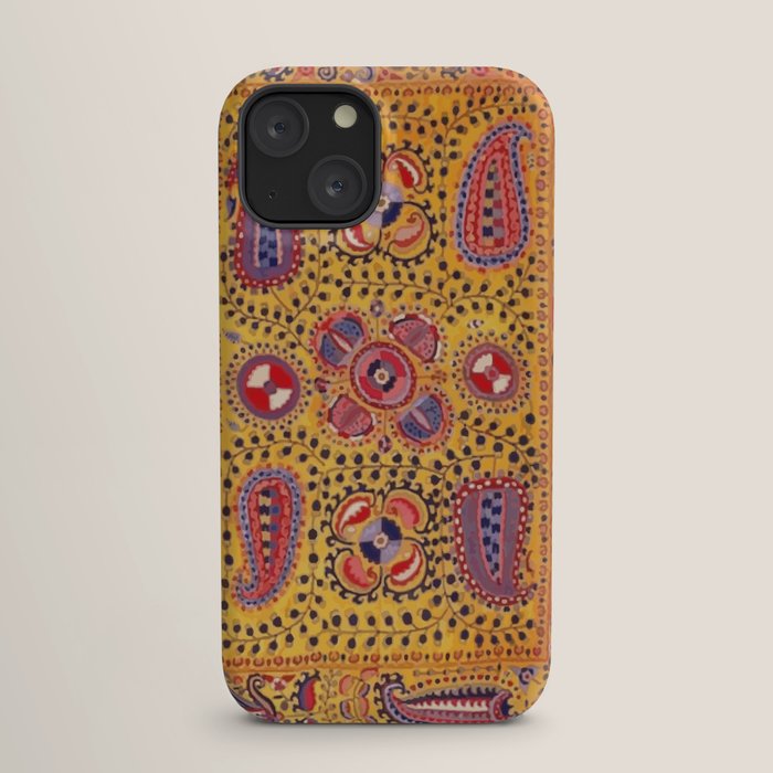 19th Century Uzbekistan Suzani with Gold Background  iPhone Case
