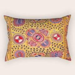 19th Century Uzbekistan Suzani with Gold Background  Rectangular Pillow