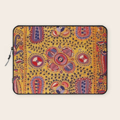 19th Century Uzbekistan Suzani with Gold Background  Laptop Sleeve