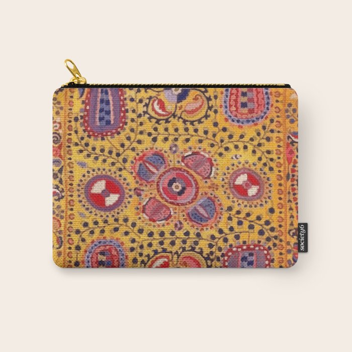 19th Century Uzbekistan Suzani with Gold Background  Carry All Pouch