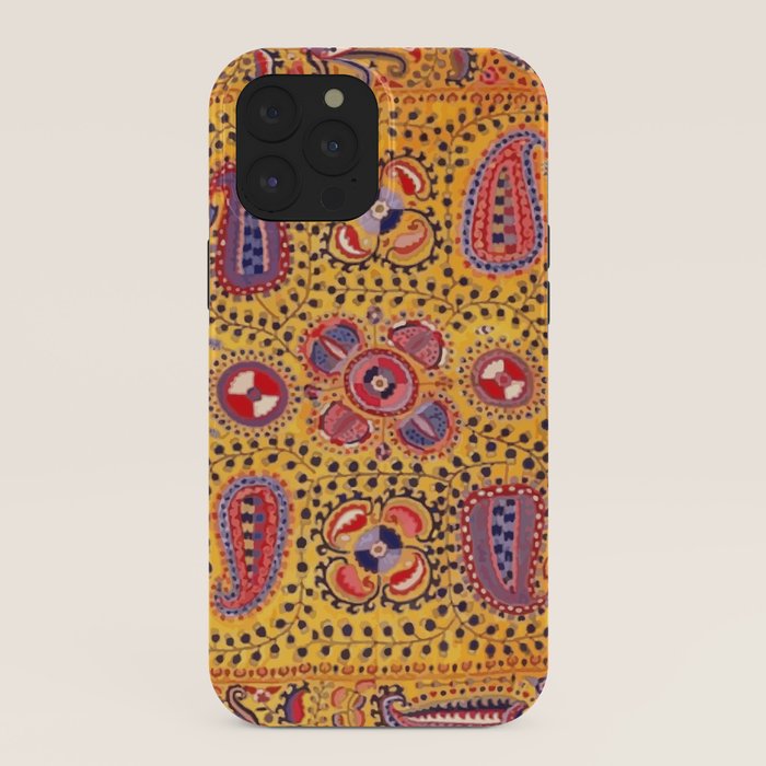 19th Century Uzbekistan Suzani with Gold Background  iPhone Case