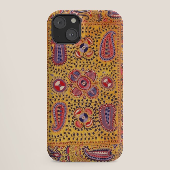 19th Century Uzbekistan Suzani with Gold Background  iPhone Case