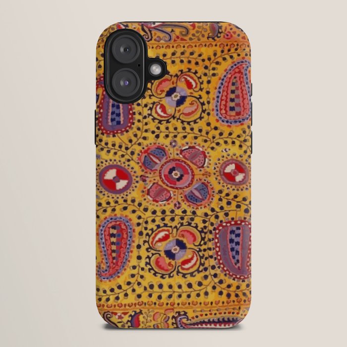 19th Century Uzbekistan Suzani with Gold Background  iPhone Case
