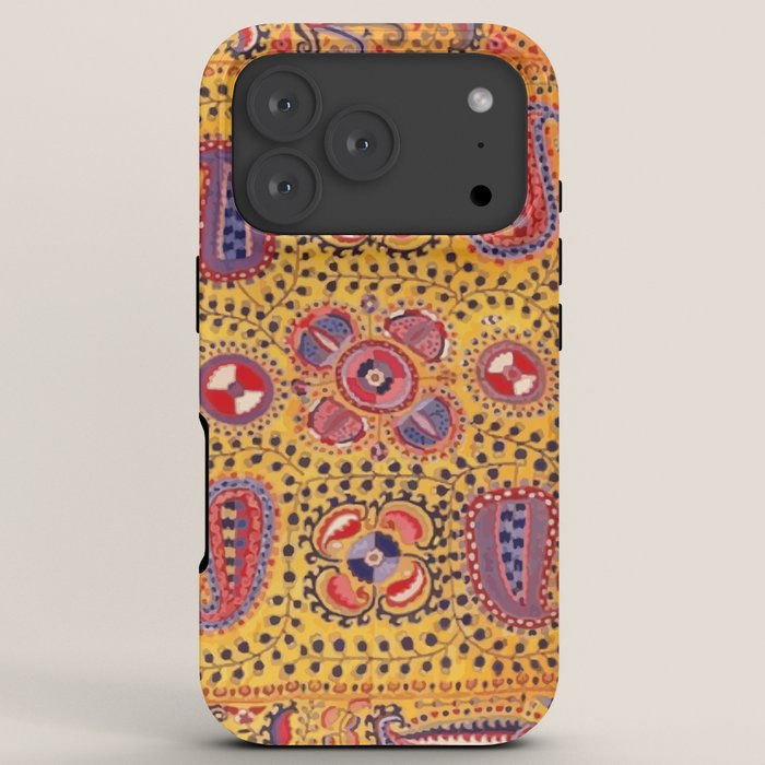 19th Century Uzbekistan Suzani with Gold Background  iPhone Case