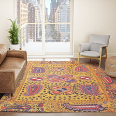 19th Century Uzbekistan Suzani with Gold Background  Rug