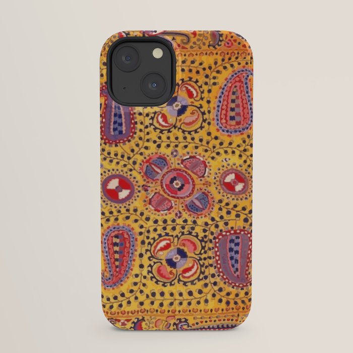 19th Century Uzbekistan Suzani with Gold Background  iPhone Case