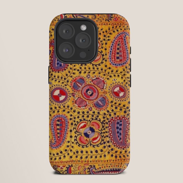 19th Century Uzbekistan Suzani with Gold Background  iPhone Case