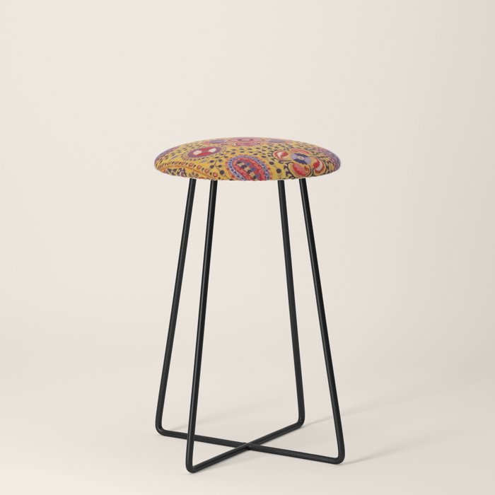 19th Century Uzbekistan Suzani with Gold Background  Stool