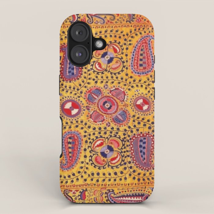 19th Century Uzbekistan Suzani with Gold Background  iPhone Case