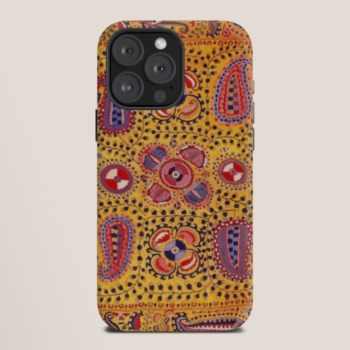 19th Century Uzbekistan Suzani with Gold Background  iPhone Case