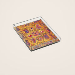 19th Century Uzbekistan Suzani with Gold Background  Acrylic Tray