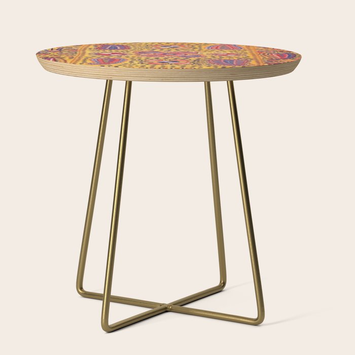 19th Century Uzbekistan Suzani with Gold Background  Side Table