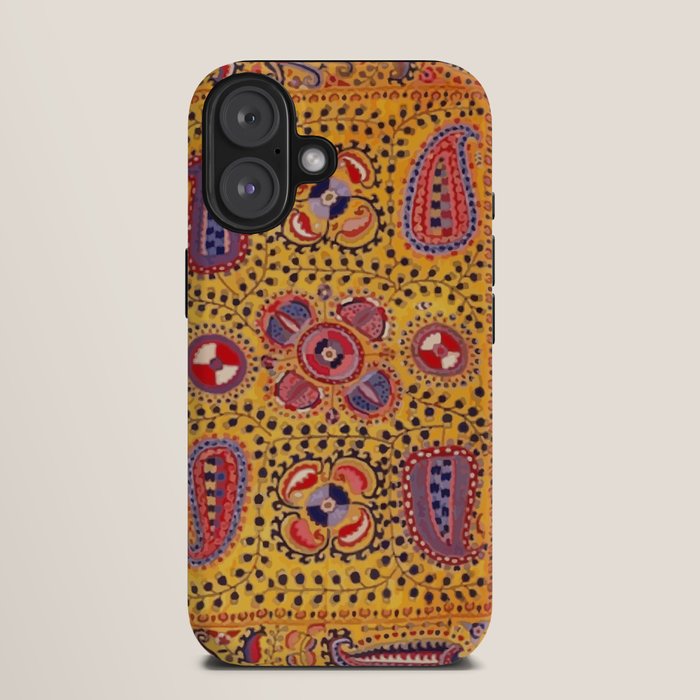 19th Century Uzbekistan Suzani with Gold Background  iPhone Case