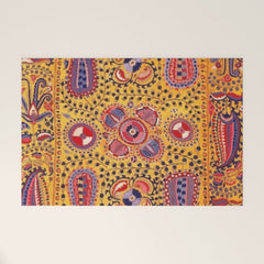 19th Century Uzbekistan Suzani with Gold Background  Welcome Mat