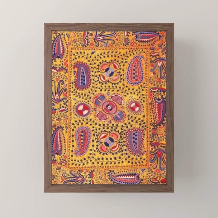 19th Century Uzbekistan Suzani with Gold Background  Mini Art Print
