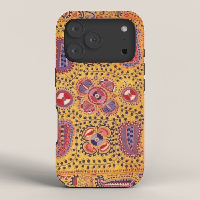 19th Century Uzbekistan Suzani with Gold Background  iPhone Case