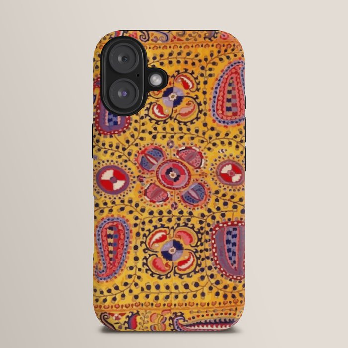 19th Century Uzbekistan Suzani with Gold Background  iPhone Case