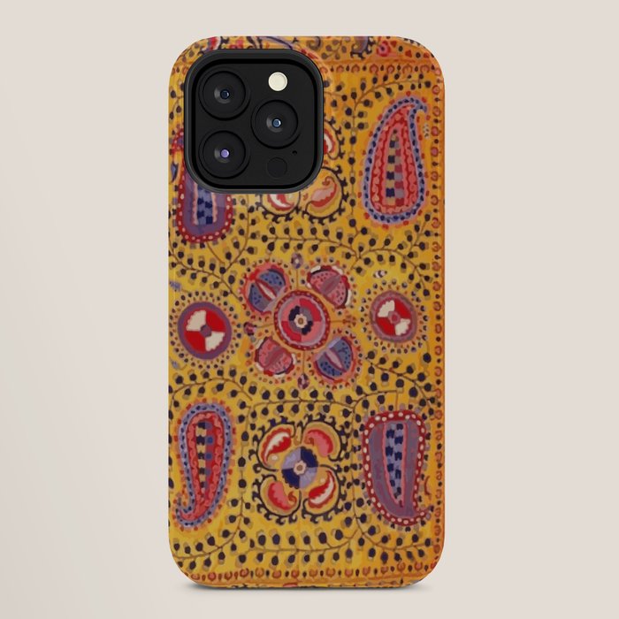 19th Century Uzbekistan Suzani with Gold Background  iPhone Case