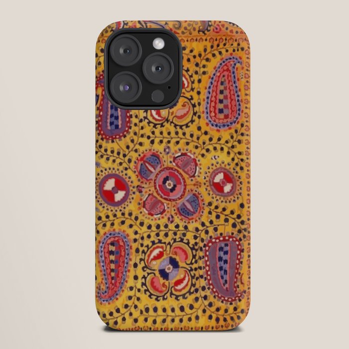19th Century Uzbekistan Suzani with Gold Background  iPhone Case
