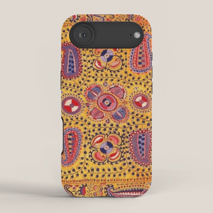 19th Century Uzbekistan Suzani with Gold Background  iPhone Case