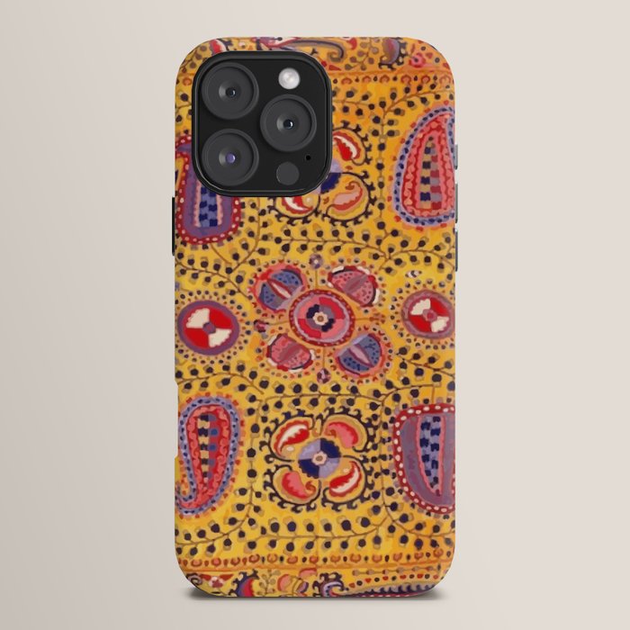 19th Century Uzbekistan Suzani with Gold Background  iPhone Case