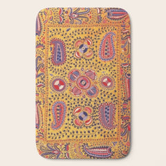 19th Century Uzbekistan Suzani with Gold Background  Bath Mat