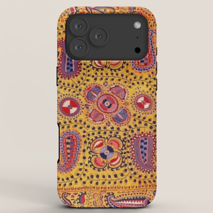 19th Century Uzbekistan Suzani with Gold Background  iPhone Case