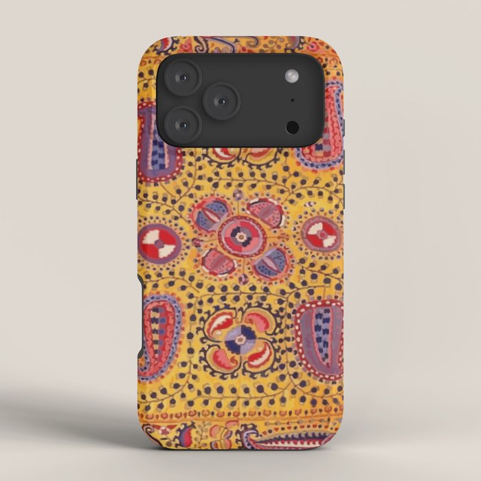 19th Century Uzbekistan Suzani with Gold Background  iPhone Case