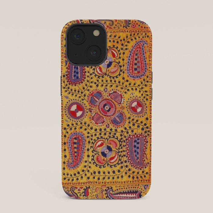 19th Century Uzbekistan Suzani with Gold Background  iPhone Case