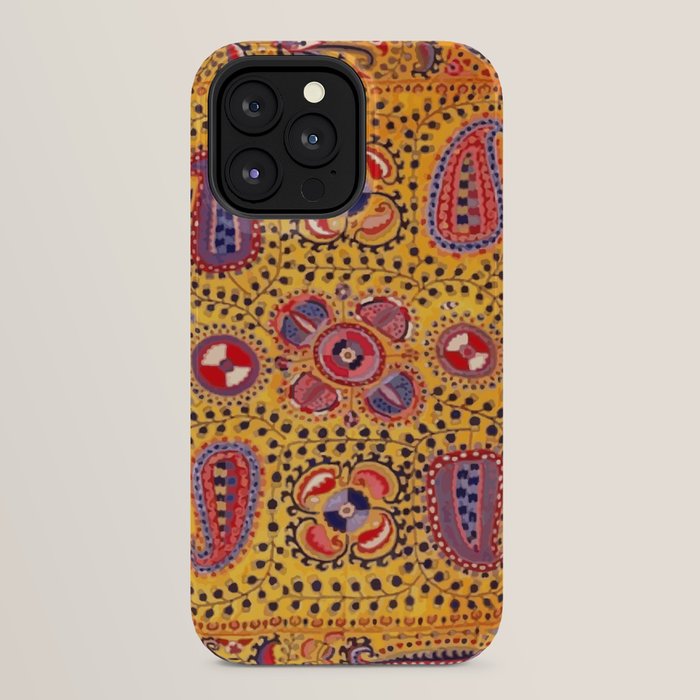 19th Century Uzbekistan Suzani with Gold Background  iPhone Case
