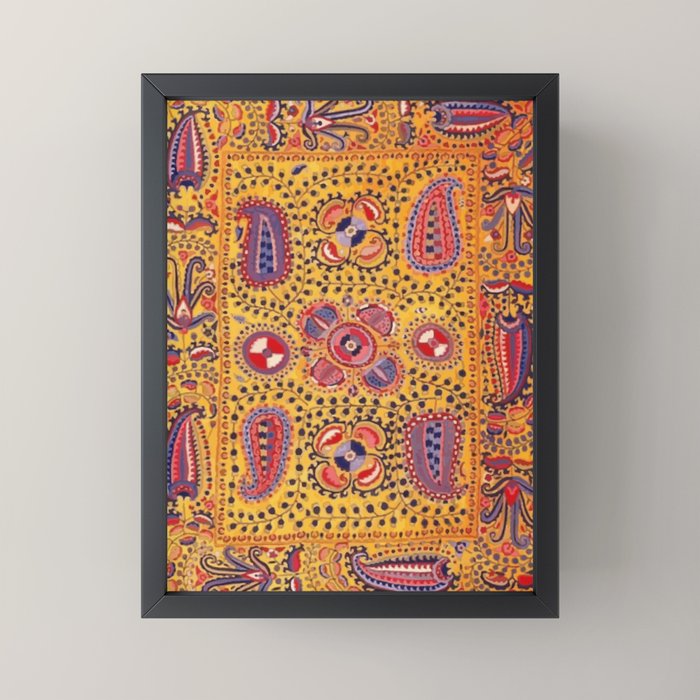 19th Century Uzbekistan Suzani with Gold Background  Mini Art Print