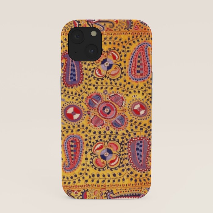 19th Century Uzbekistan Suzani with Gold Background  iPhone Case