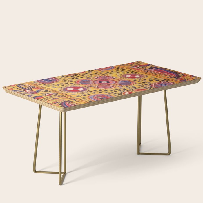 19th Century Uzbekistan Suzani with Gold Background  Coffee Table