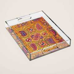 19th Century Uzbekistan Suzani with Gold Background  Acrylic Tray