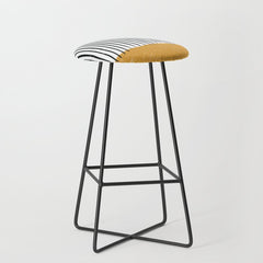 (White Background) Mid Century Modern Minimalist Rothko Inspired Color Field With Lines Geometric Style  Stool