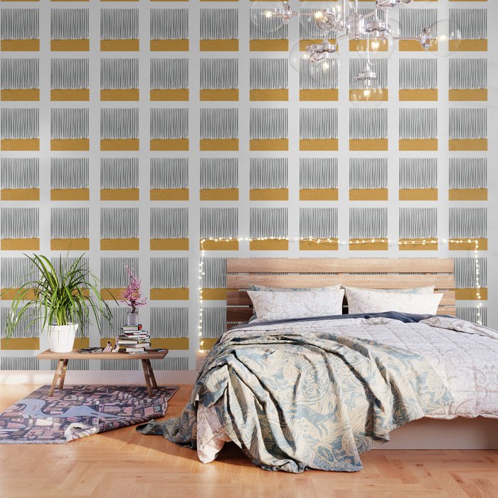 (White Background) Mid Century Modern Minimalist Rothko Inspired Color Field With Lines Geometric Style  Wallpaper