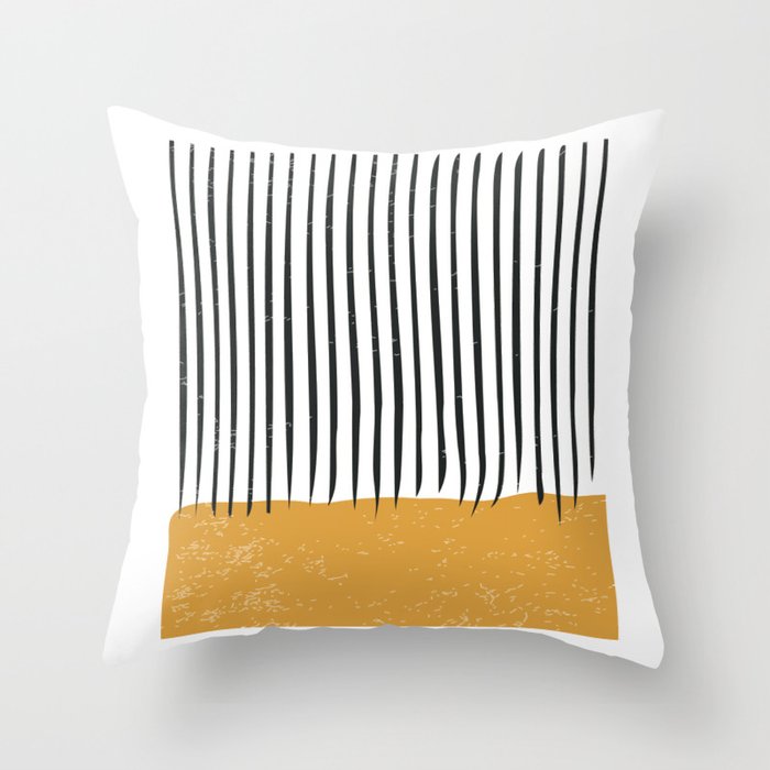 (White Background) Mid Century Modern Minimalist Rothko Inspired Color Field With Lines Geometric Style  Throw Pillow