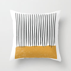 (White Background) Mid Century Modern Minimalist Rothko Inspired Color Field With Lines Geometric Style  Throw Pillow