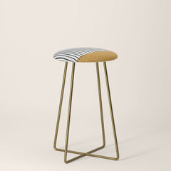 (White Background) Mid Century Modern Minimalist Rothko Inspired Color Field With Lines Geometric Style  Stool