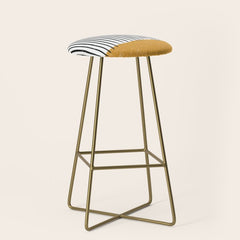 (White Background) Mid Century Modern Minimalist Rothko Inspired Color Field With Lines Geometric Style  Stool