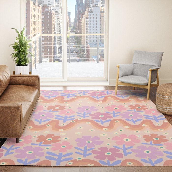 70s Retro Floral vibe Rug
