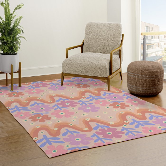 70s Retro Floral vibe Rug