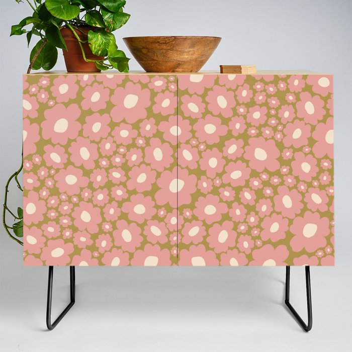 70������s Retro Floral  Credenza
