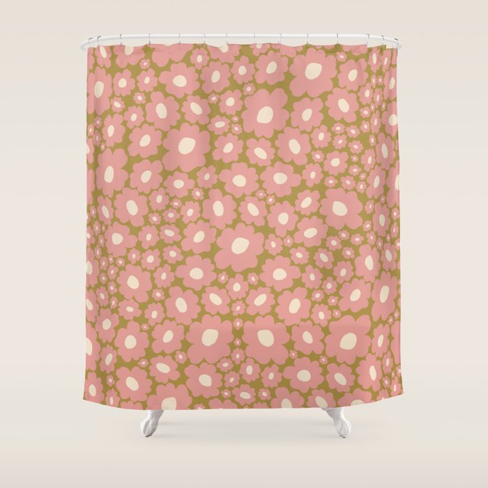 70������s Retro Floral  Shower Curtain